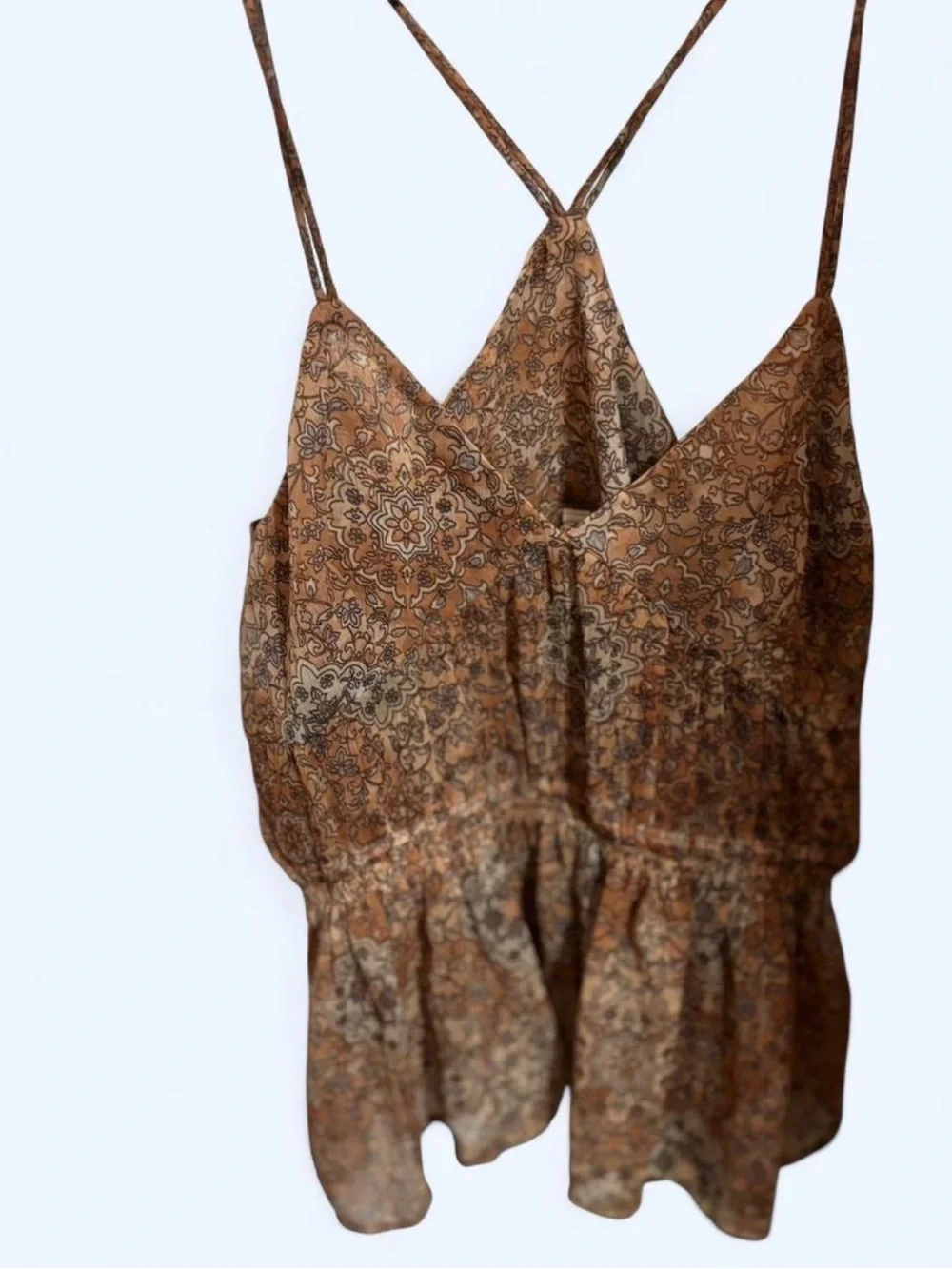 H&M Divided Brown Paisley V-Neck Tank